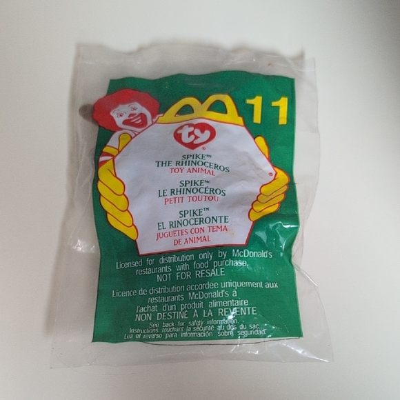 🩵3/$20🩵 Ty Teenie Beanie Baby Spike The Rhinoceros, Vintage McDonald's Y2k - Picture 2 of 2
